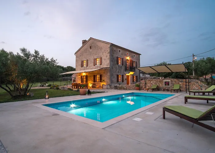 Villa With Pool, Olive Garden And Sea View By Traveler Tourist Agency Krk - Id 2147 Skrbčići